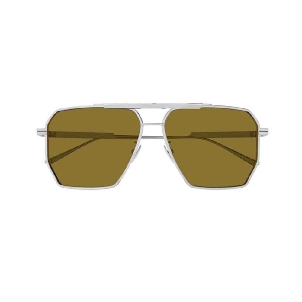 Bottega Veneta BV1012S 007 Silver Brown Lens Square Sunglasses Unisex AUTHENTIC - Picture 4 of 6